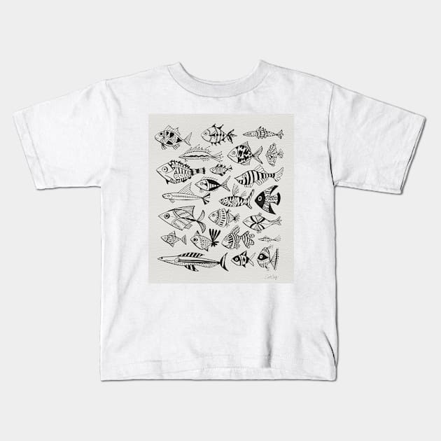 fish inkings black Kids T-Shirt by CatCoq